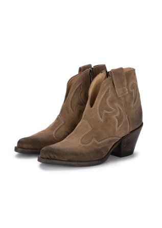 womens cowboy ankle boots keep suede sand brown