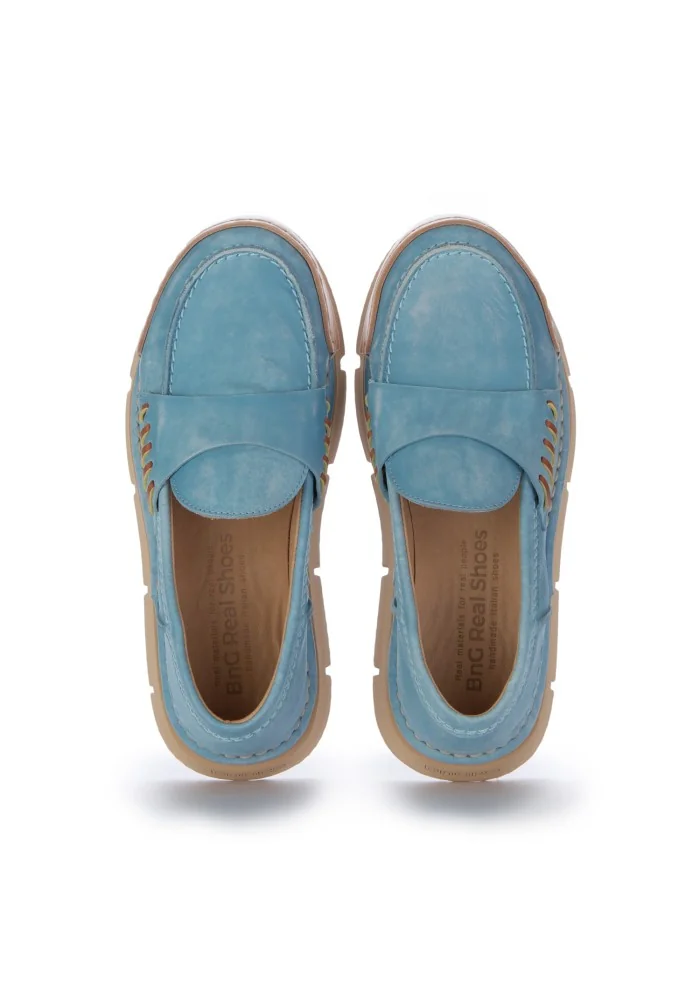 mocassini donna bng real shoes la penny high azzurro