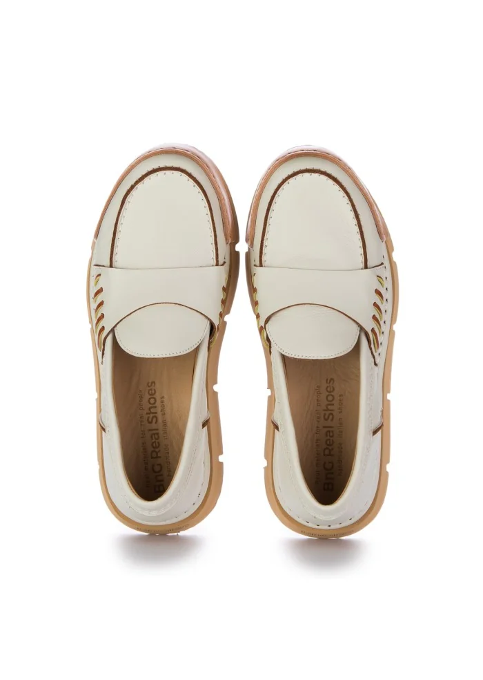 womens loafers bng real shoes la penny high white milk