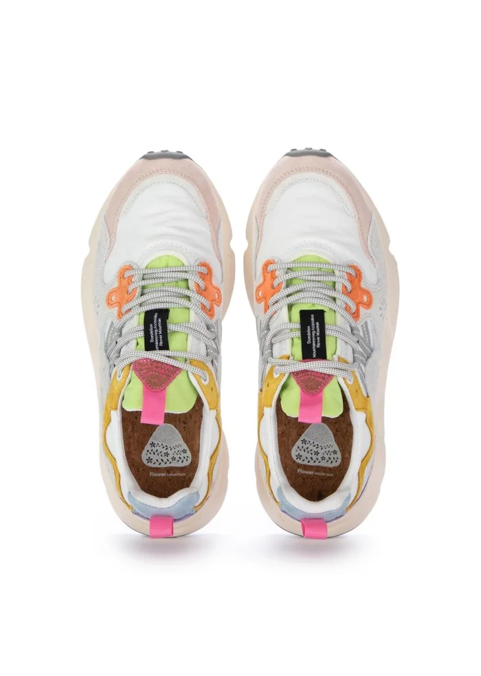 sneakers donna flower mountain yamano 3 bianco rosa grigio