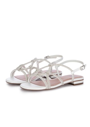 womens sandals bibi lou braided white silver