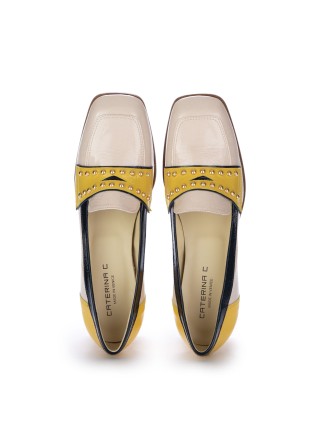 CATERINA C | HEEL SHOES LEATHER YELLOW POWDER PINK