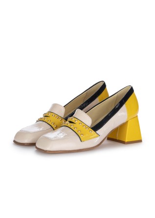 CATERINA C | HEEL SHOES LEATHER YELLOW POWDER PINK