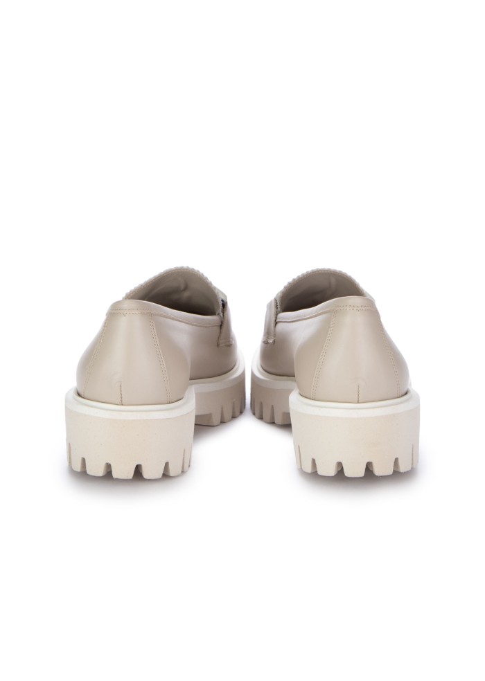 womens loafers roma calf leather beige white