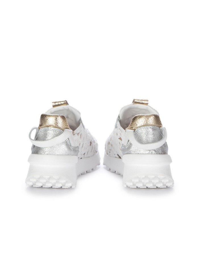 sneakers donna juice pizzo pelle bianco argento