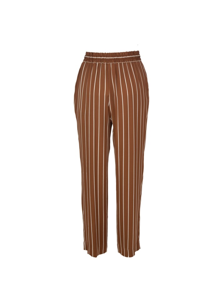 womens trousers semicouture stripes brown white
