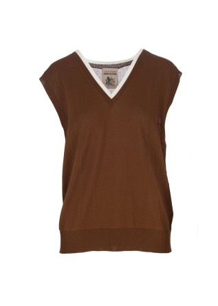 womens gilet semicouture v neck brown