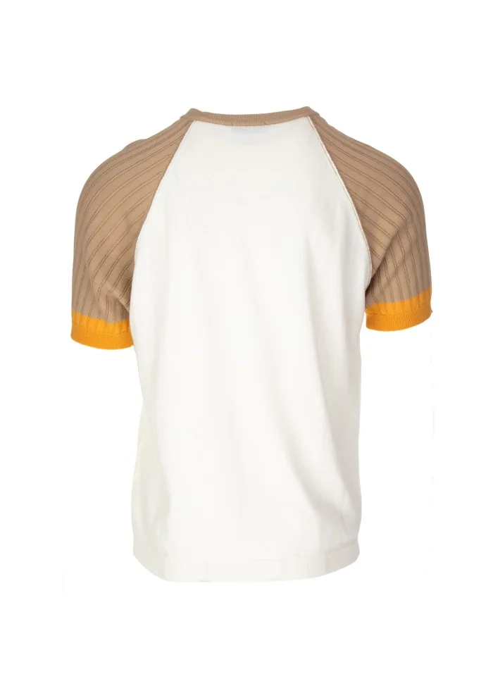 mens tshirt wool and co cotton white beige ochre