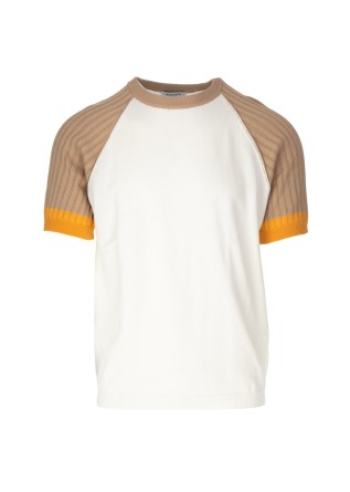 mens tshirt wool and co cotton white beige ochre