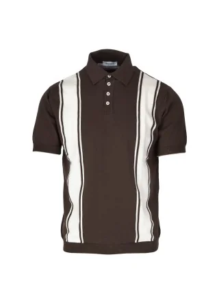 mens polo short sleeve wool and co brown white