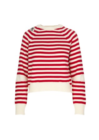 womens sweater semicouture rhinestone red white