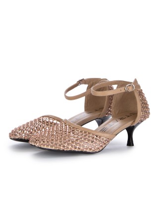 womens pumps strategia shiny all over strass beige gold