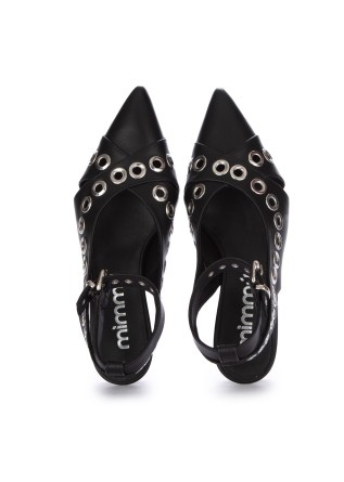 MIMMU' | SLINGBACK BALLET FLATS VITELLO STRAPS BLACK