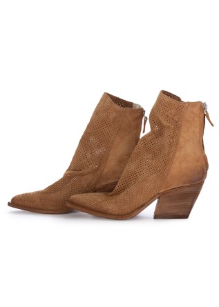 MIMMU' | TEXAN ANKLE BOOTS CAMOSCIO CUOIO BROWN