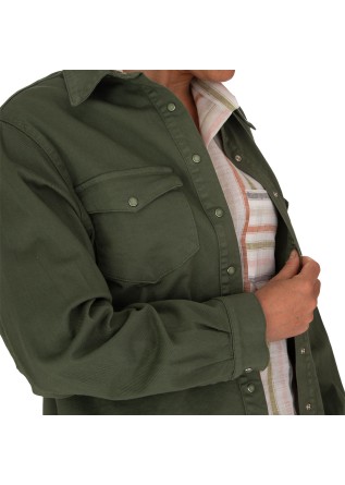 womens shirt god save denim over demetra green