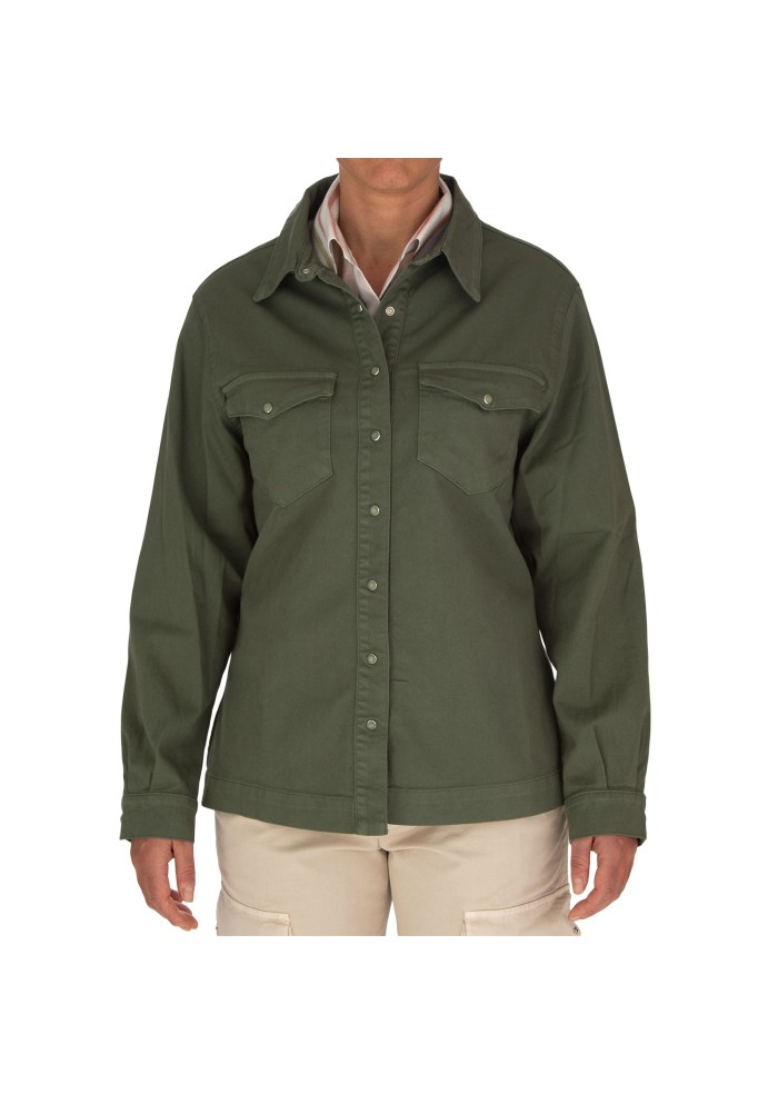 womens shirt god save denim over demetra green