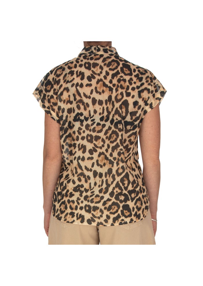 damen bluse kartika schleifenausschnitt leopard