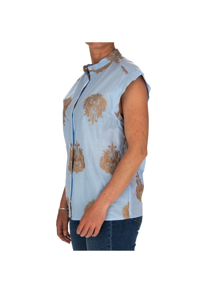 damen bluse kartika kurze armel hellblau