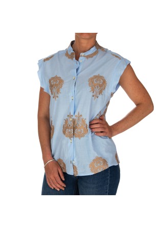 womens blouse kartika short sleeves light blue