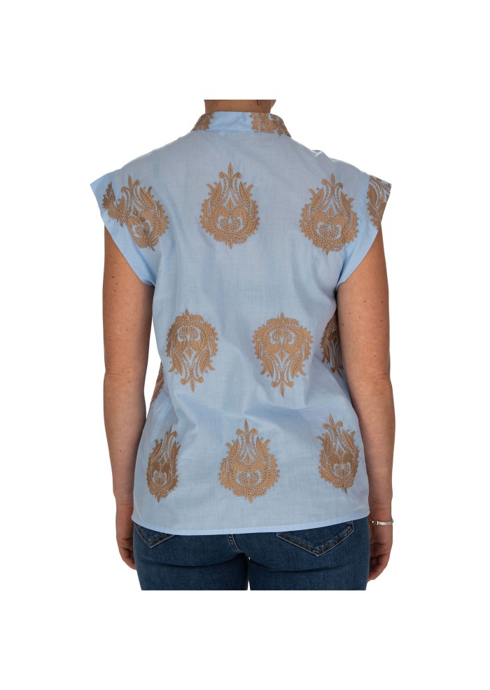 damen bluse kartika kurze armel hellblau