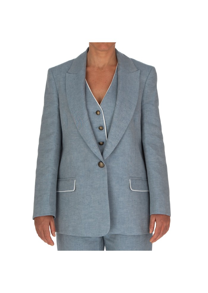 womens jacket blazer balti single breasted closure light blue