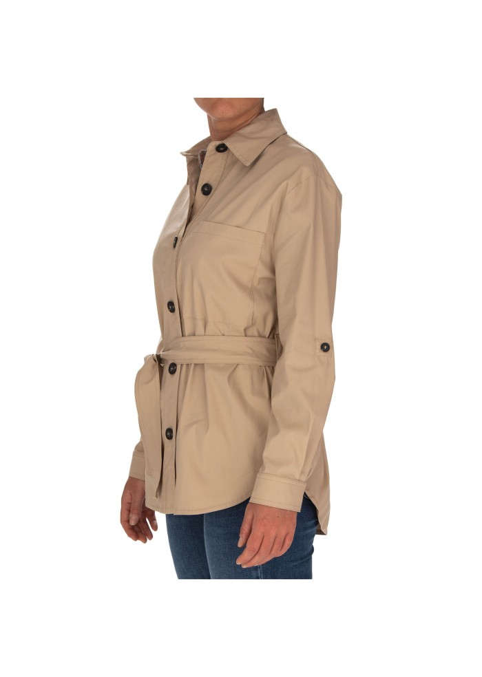 womens short trench kartika adjustable waist belt beige