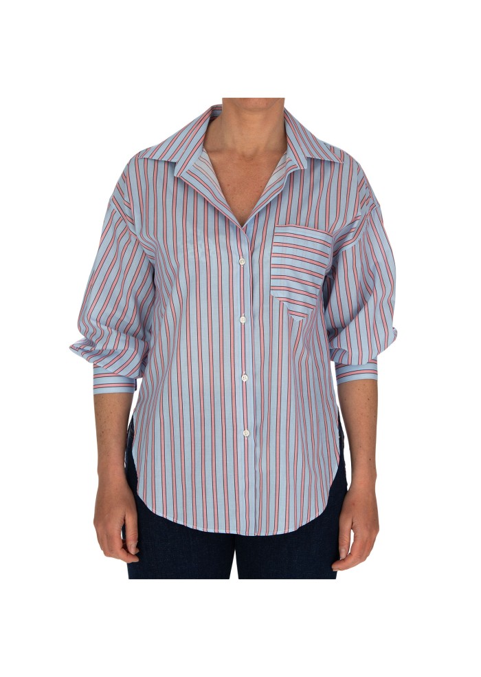 womens shirt liberty rose viola light blue pink