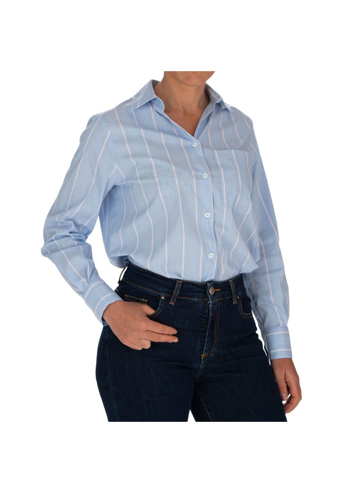 camicia donna kartika righe verticali azzurro