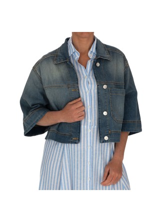womens jacket noir n bleu cropped denim blue