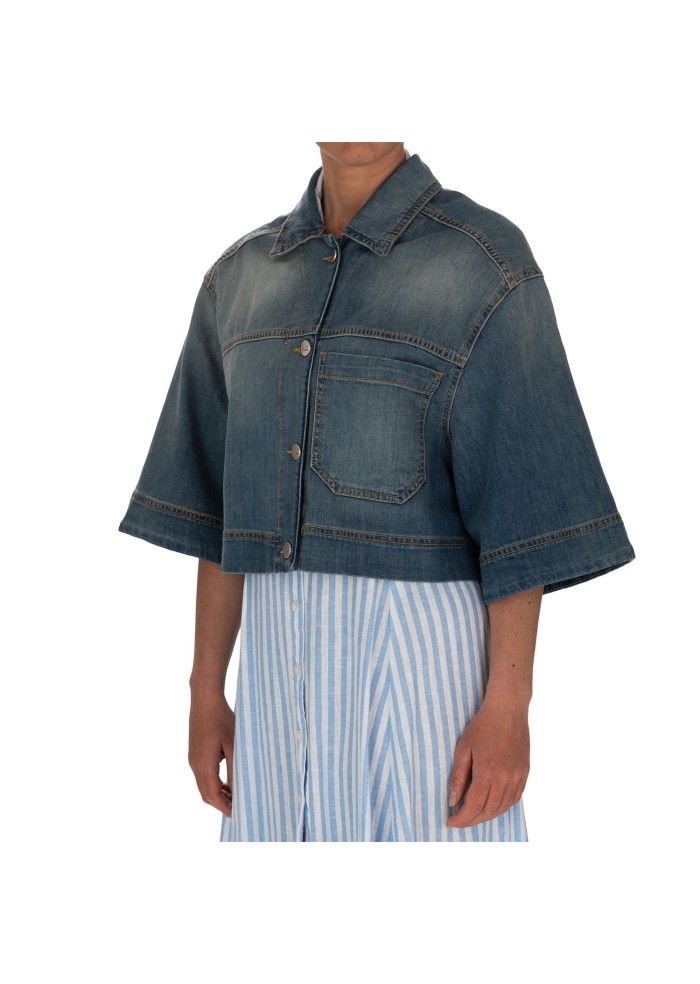 giacca donna noir n bleu corta denim blu