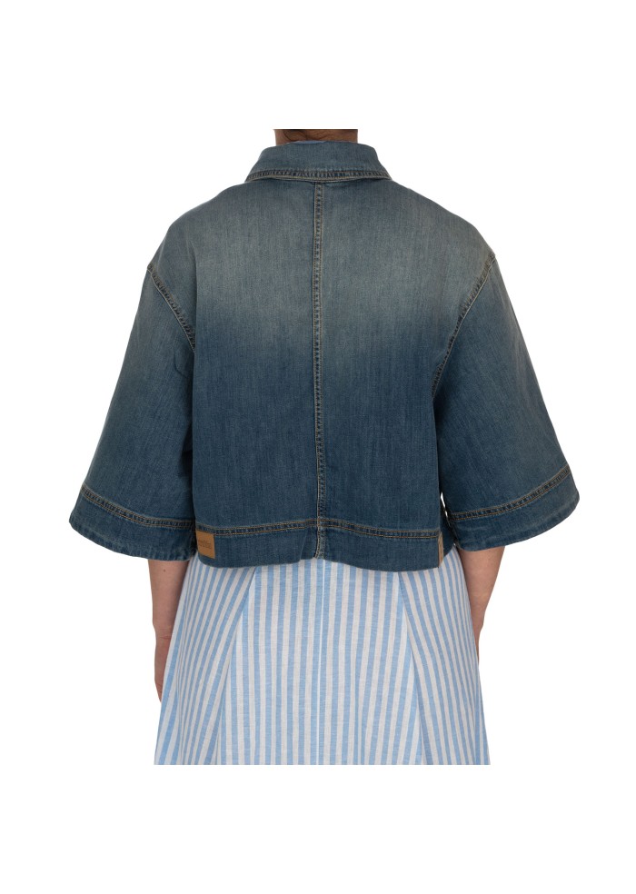 giacca donna noir n bleu corta denim blu