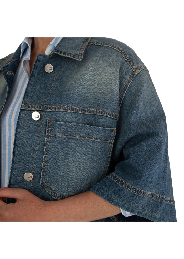 giacca donna noir n bleu corta denim blu
