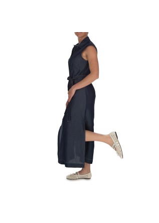 KARTIKA | KLEID DENIM SEITLICHEN SCHLITZEN BLAU