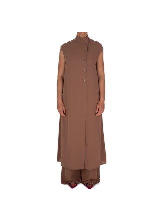 soprabito lungo donna kartika chiusura obliqua marrone