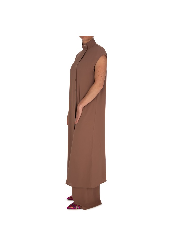 soprabito lungo donna kartika chiusura obliqua marrone