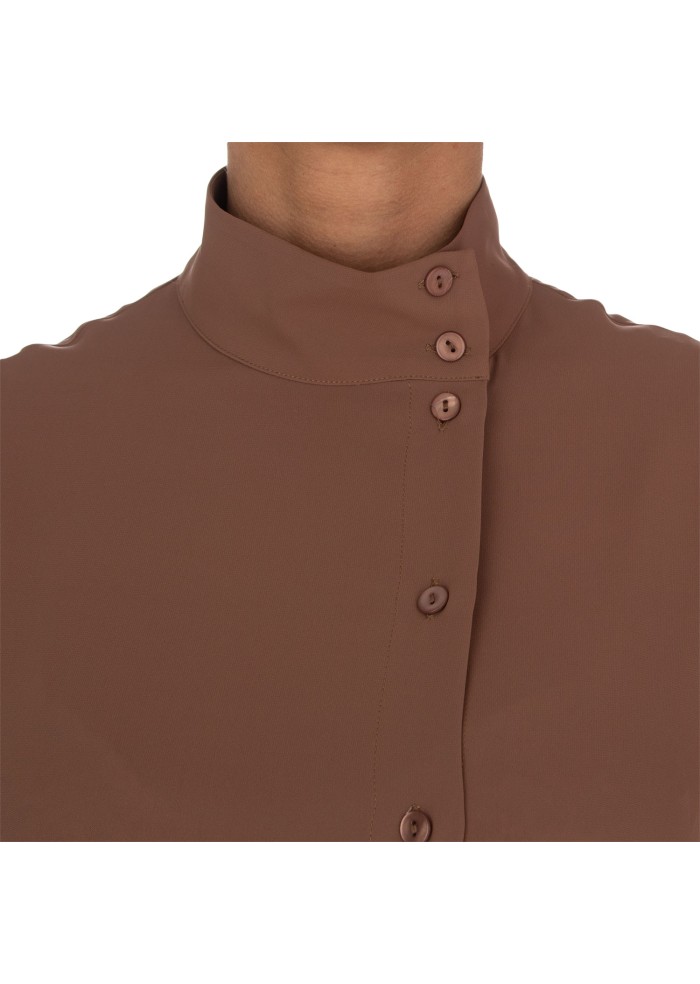 soprabito lungo donna kartika chiusura obliqua marrone