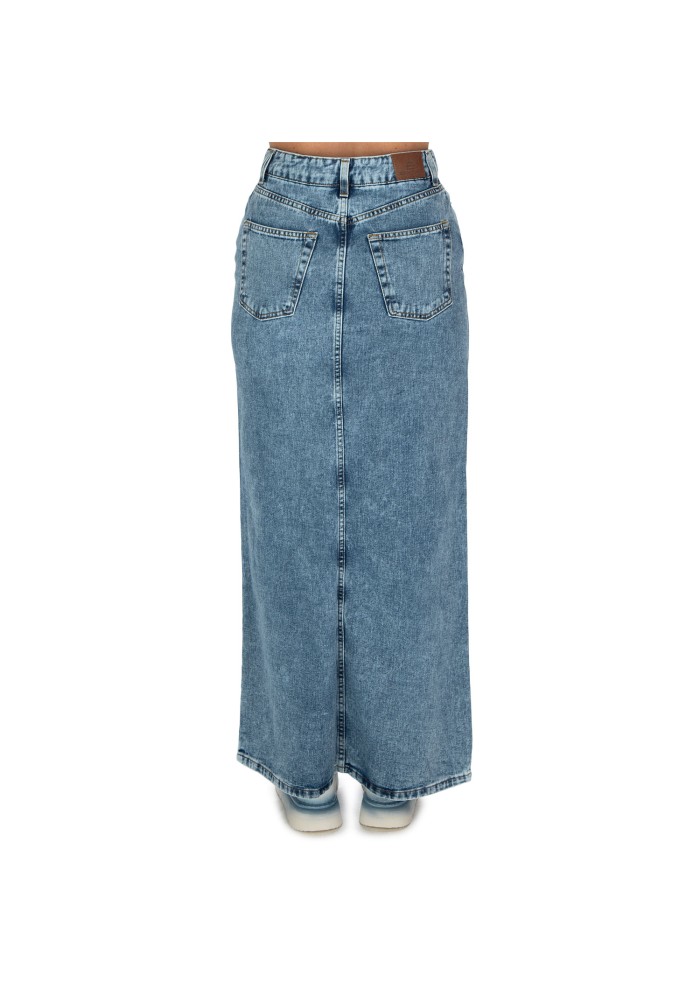 damen rock god save denim altea lunga spacco blau