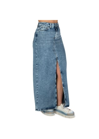 damen rock god save denim altea lunga spacco blau