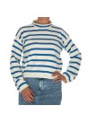 SEMICOUTURE | SWEATER SOFT NECKLINE WHITE LIGHT BLUE