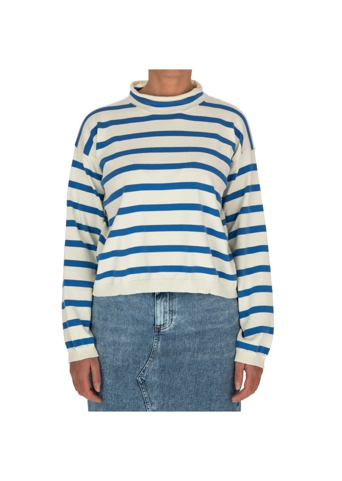 womens sweater semicouture soft neckline white light blue