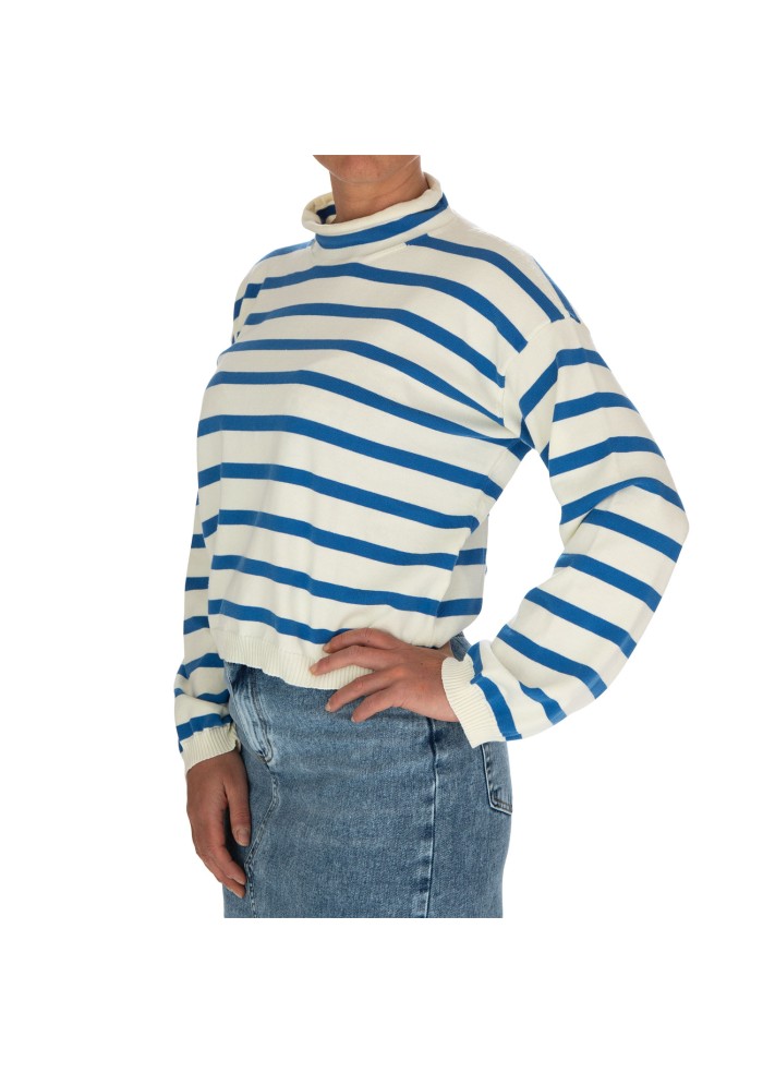 womens sweater semicouture soft neckline white light blue