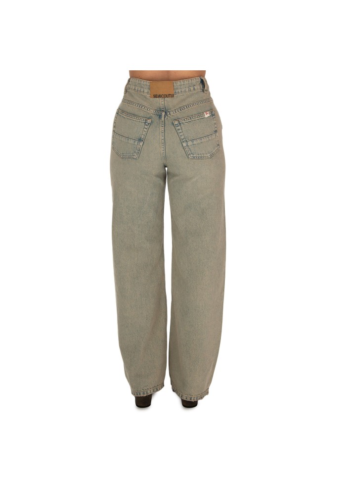womens jeans semicouture dirty stone washed faded denim