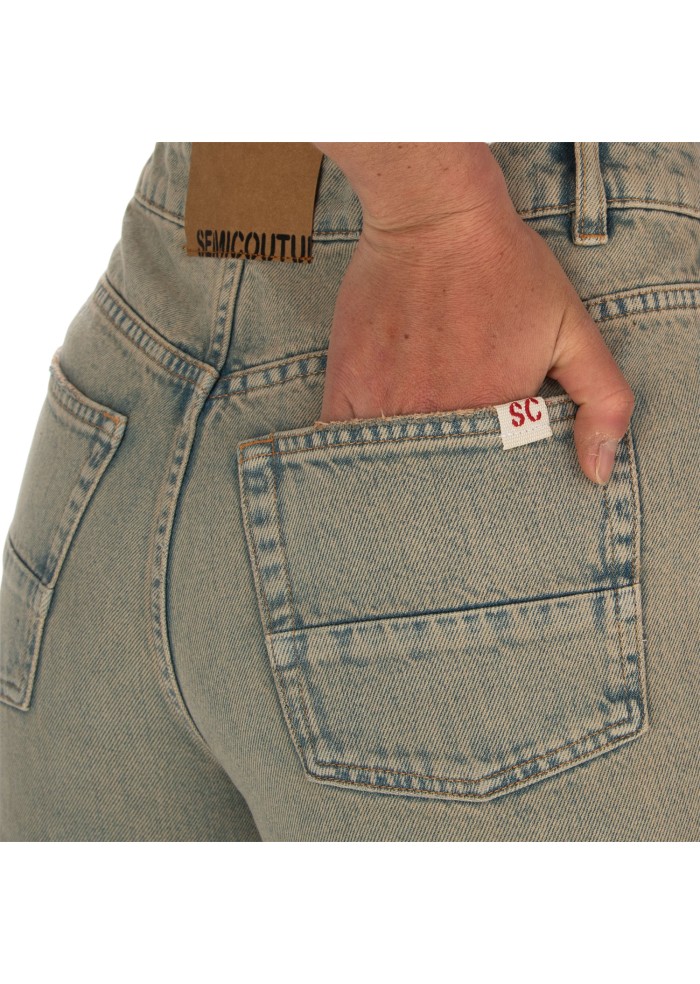 womens jeans semicouture dirty stone washed faded denim