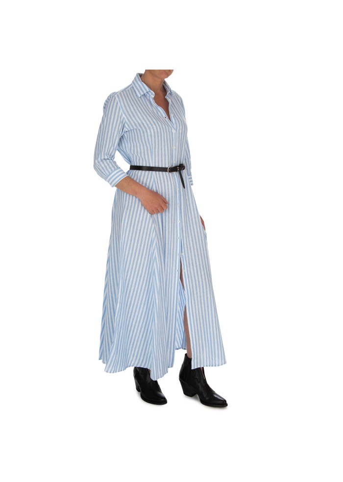 abito donna bastoncino chemisier azzurro bianco