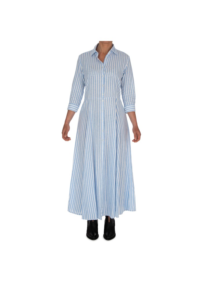 abito donna bastoncino chemisier azzurro bianco