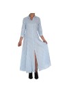BASTONCINO | KLEID CHEMISIER HELLBLAU WEISS