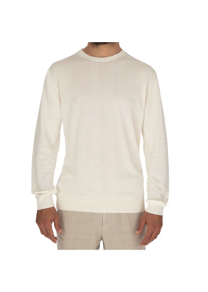 herren leichter pullover daniele fiesoli rundhalsausschnitt cremeweiss