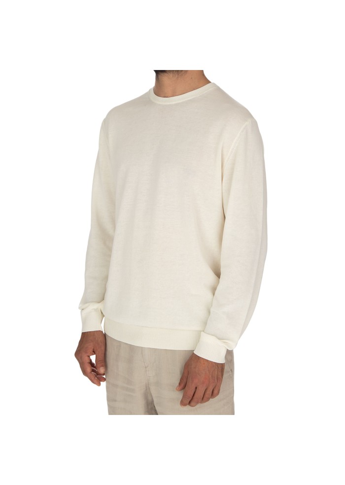 herren leichter pullover daniele fiesoli rundhalsausschnitt cremeweiss