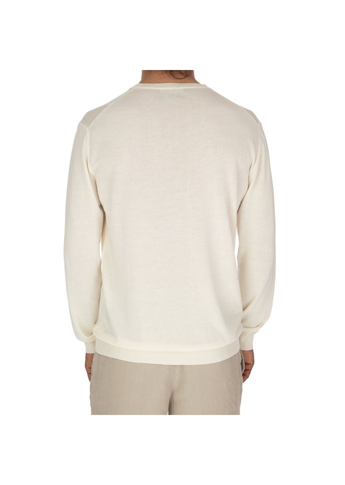 herren leichter pullover daniele fiesoli rundhalsausschnitt cremeweiss