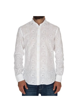herren hemd bastoncino broderie angalise verleiht weiss